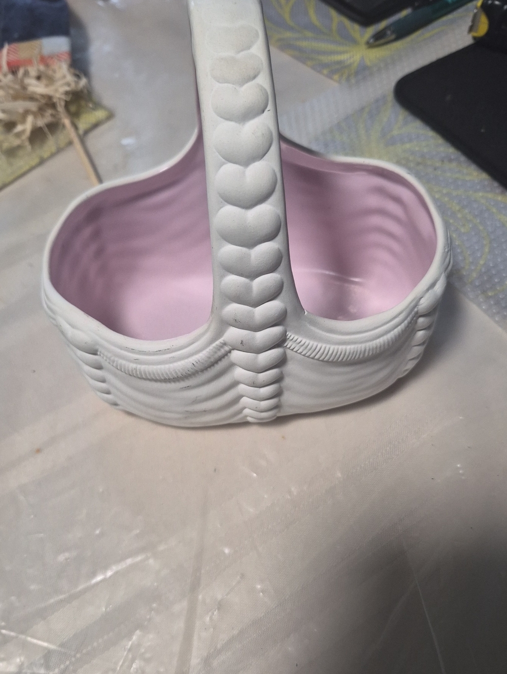 White and Pink Porcelain Basket